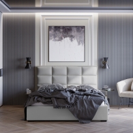 Čalúnená posteľ s vertikálnym a horizontálnym prešívaním - 12710