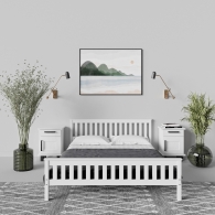 Škandinávsky nočný stolík drevený SVEG, biely / šedý - 17409