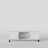 Škandinávsky TV stolík drevený SVEG, biely / šedý - 17415