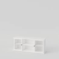 TV stolek dřevěný PARMA bílý / šedý, 2 vitríny, 2 přihrádky - 1