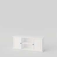 TV stolek dřevěný PARMA bílý / šedý, 2 skříňky, 2 přihrádky - 1