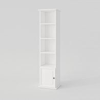 Knihovna dřevěná PARMA bílá / šedá, úzká, 1 skříňka - 1