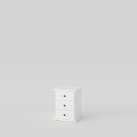 Nočný stolík drevený PARMA biely / šedý, 3 zásuvky - 2164