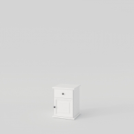 Bílý dřevěný noční stolek PARMA, 1 skříňka, 1 zásuvka - 1