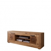 Široký dubový TV stolek LAURIS se dvěma skříňkami - 1