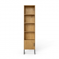 Úzká dubová loftová knihovna STEEL se skříňkou - 2