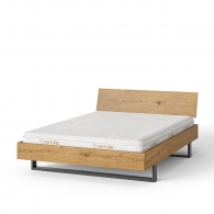 Dubová posteľ s jednoduchým čelom na oceľových podnožiach - 23967