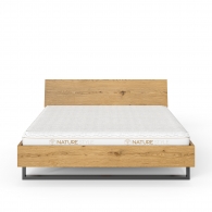 Dubová posteľ s jednoduchým čelom na oceľových podnožiach - 24439