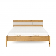 Dubová posteľ s čiastočne čalúneným čelom - 24890