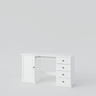 Psací stůl dřevěný PARMA bílý / šedý, 1 skříňka, 4 zásuvky - 1
