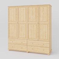 Dřevěná skříň BASIC, čtyřdveřová se čtyřmi zasuvkami - 1