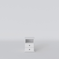 Bílý dřevěný noční stolek PARMA, 2 zásuvky - 2