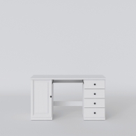 Psací stůl dřevěný PARMA bílý / šedý, 1 skříňka, 4 zásuvky - 2