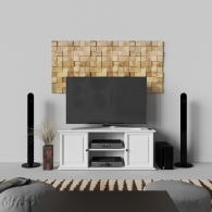 TV stolík drevený PARMA biely / šedý, 2 skrinky, 2 priehradky - 9708